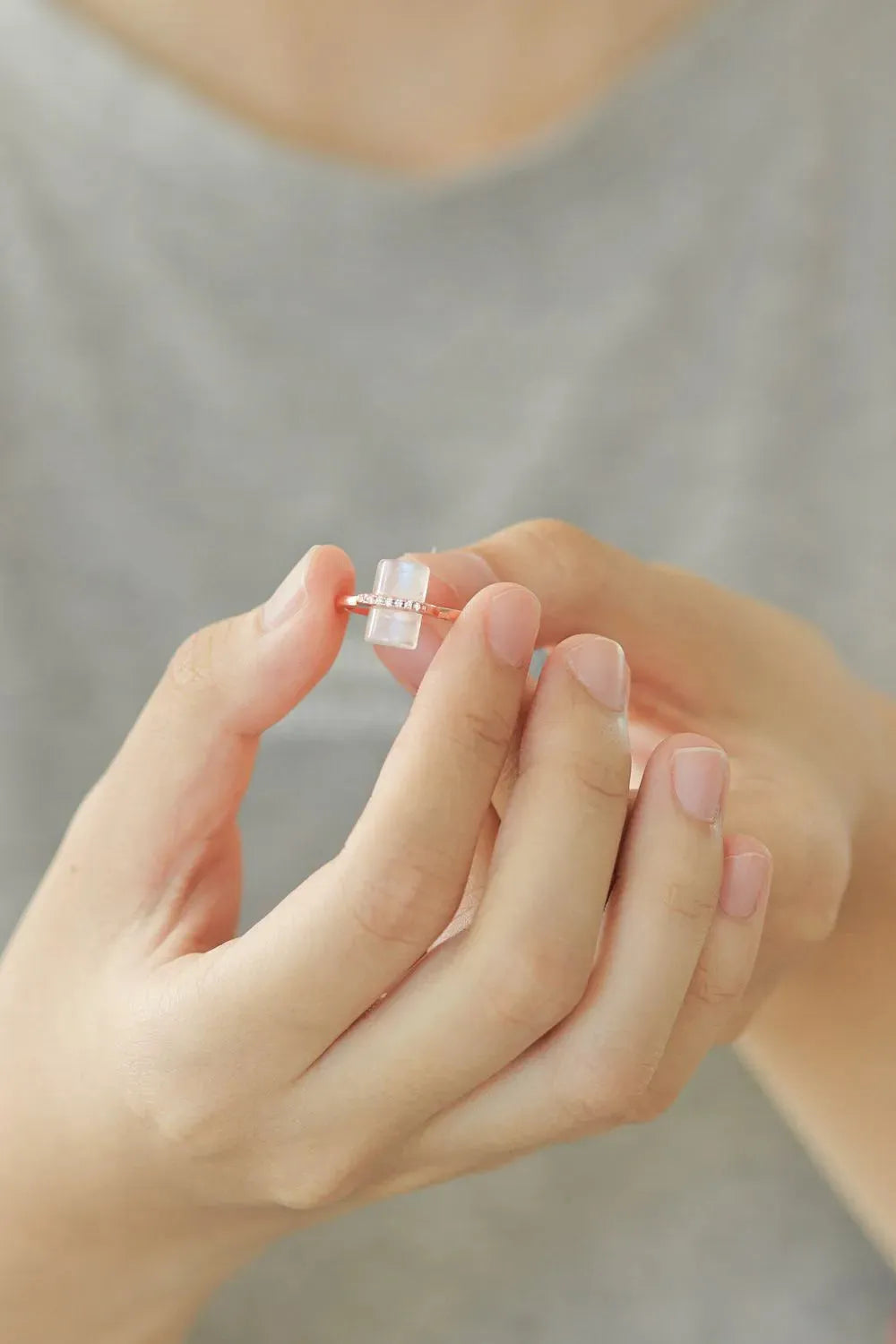 Natural Moonstone Platinum-Plated Ring Moonstone - Tophatter Daily Deals